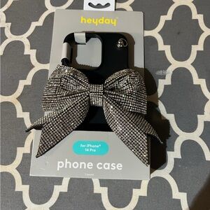 Heyday Black and Silver Bow Phone Case for iPhone 14 Pro